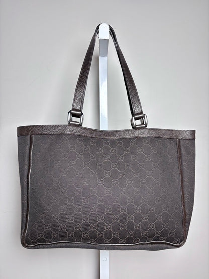 Women's Gucci GG Pocket Monogram Vintage Nylon, Leather Pre-owned Tote