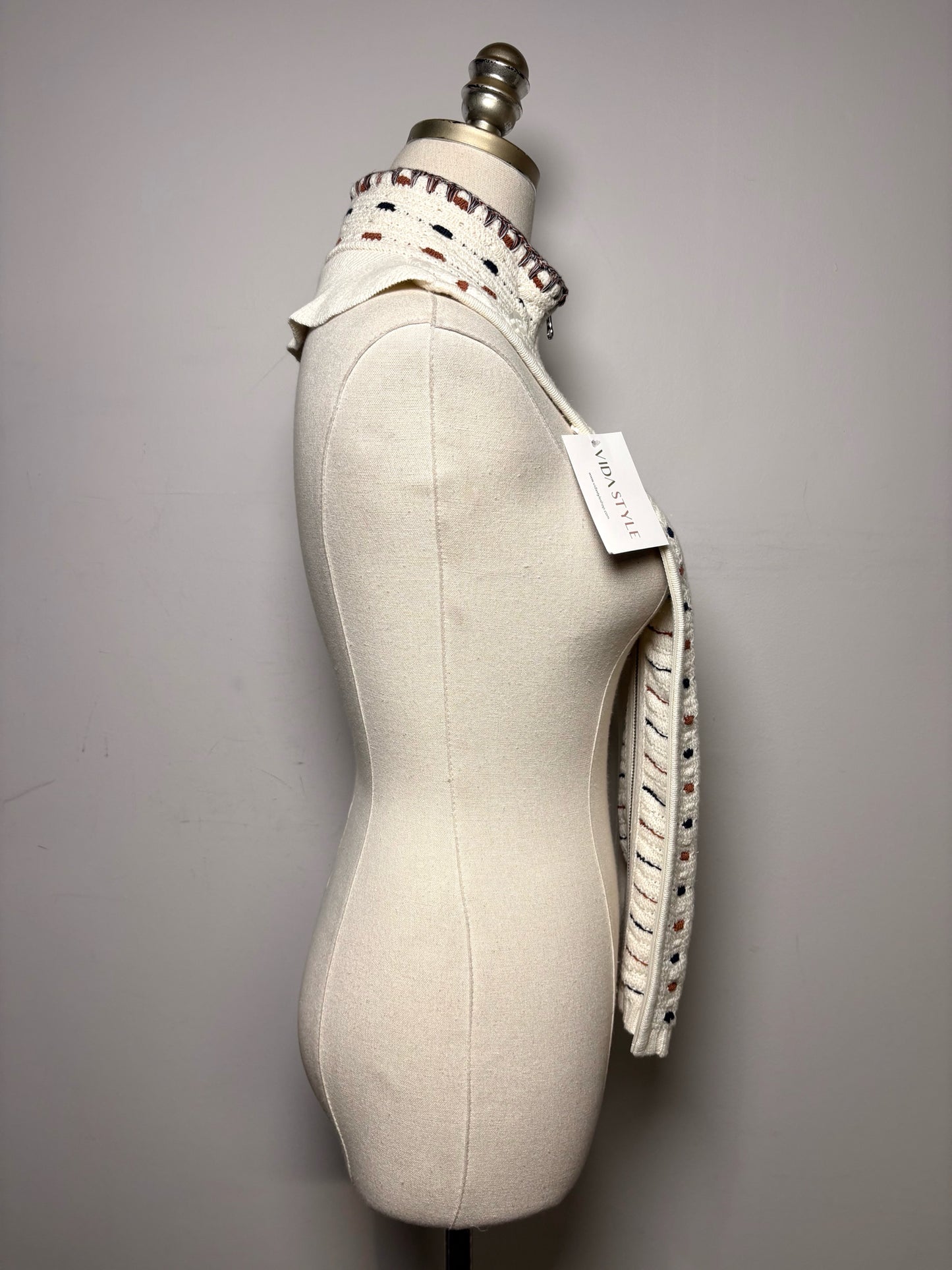 Women's One Size Veronica Beard Ivory Striped Linen Cotton Knit Pre-Owned Dickey Insert