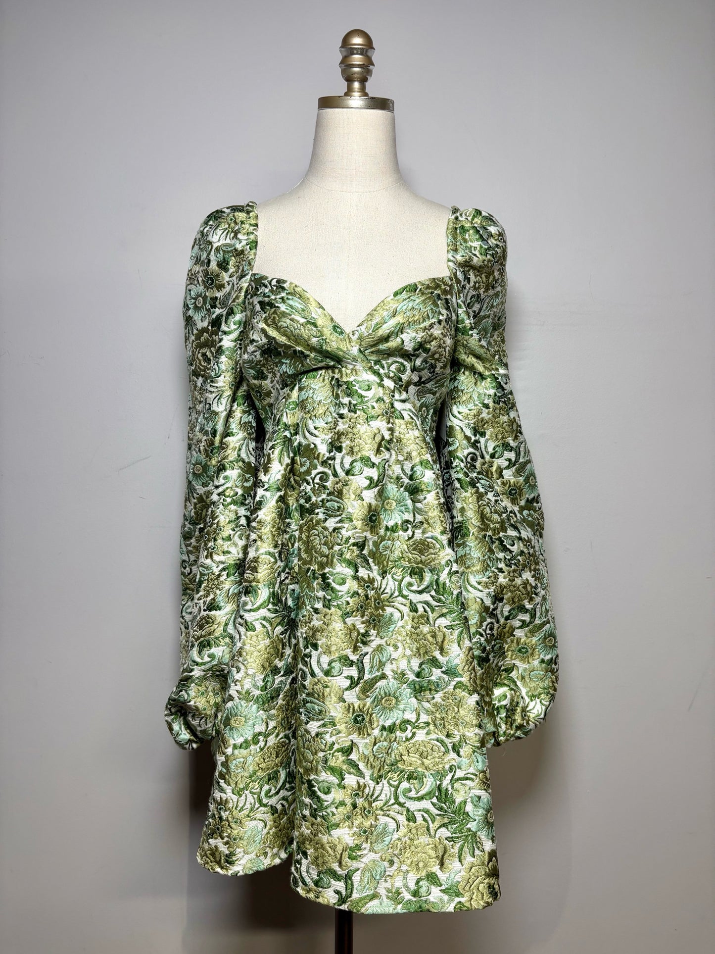 Women Size 4 Asos Edition Green Brocade Cocktail Mini Dress