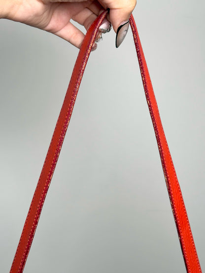 Salvatore Ferragamo Solid Pebble Leather Red Calfskin Medium Purse