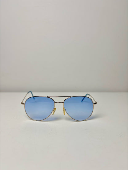 Gucci Silver Frame Aviator/Pilot Blue Lens Sunglasses