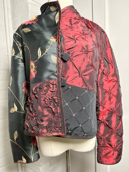 Women Size P Mary Lynn O'Shea Black, red, gold Floral Jacket