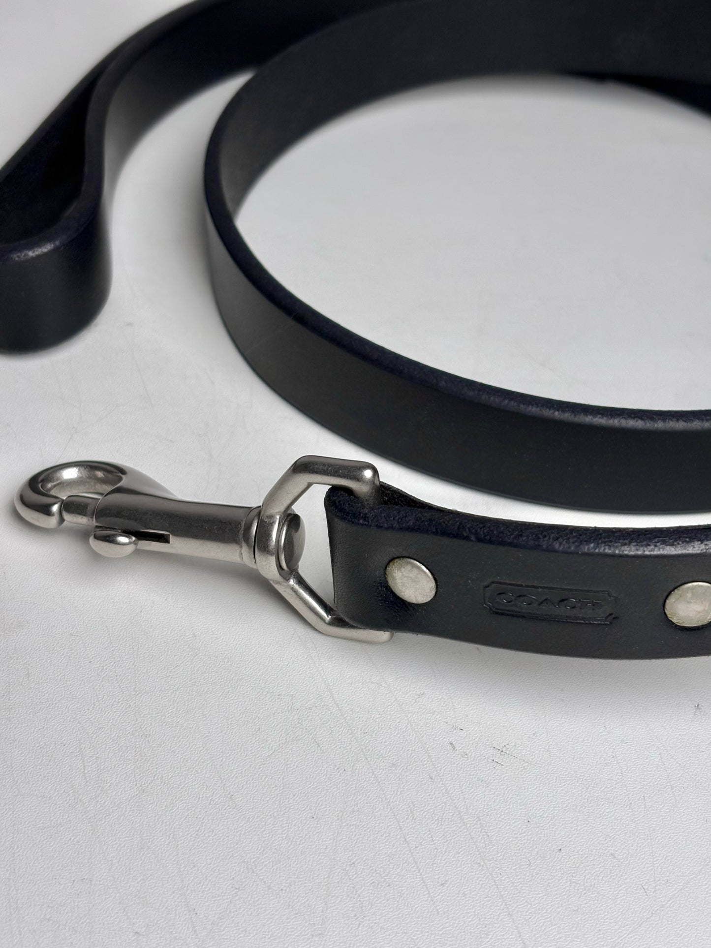 Misc. Accessory Coach Black Cowhide Leather Dog Collar & Leash