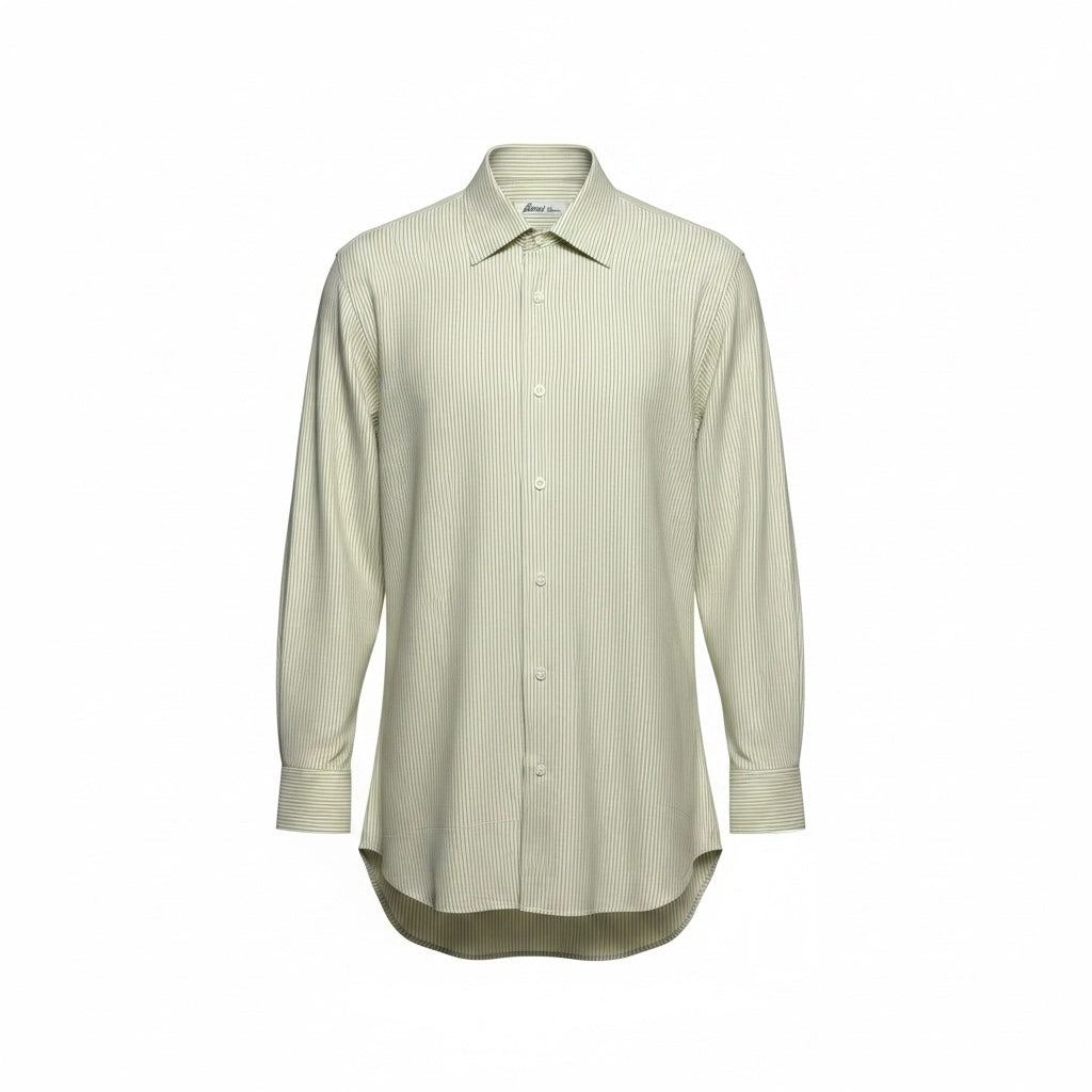Mens Size 40 / 15 3/4 Brioni Yellow Cotton Stripe Men's Pre-Owned Dress Shirt