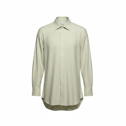 Mens Size 40 / 15 3/4 Brioni Yellow Cotton Stripe Men's Pre-Owned Dress Shirt