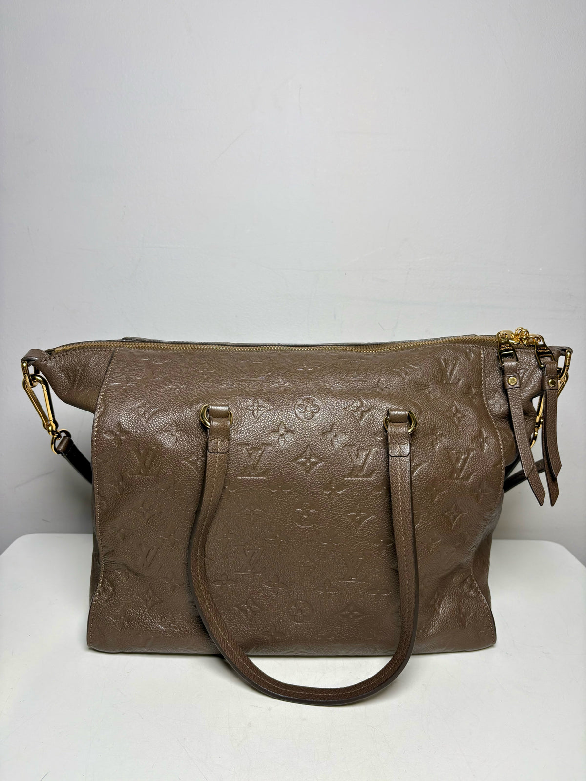 Women's Louis Vuitton Lumineuse PM Taupe Monogram Empreinte Leather Authentic Pre-Owned Bag