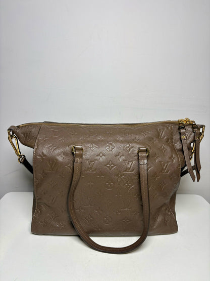 Women's Louis Vuitton Lumineuse PM Taupe Monogram Empreinte Leather Authentic Pre-Owned Bag