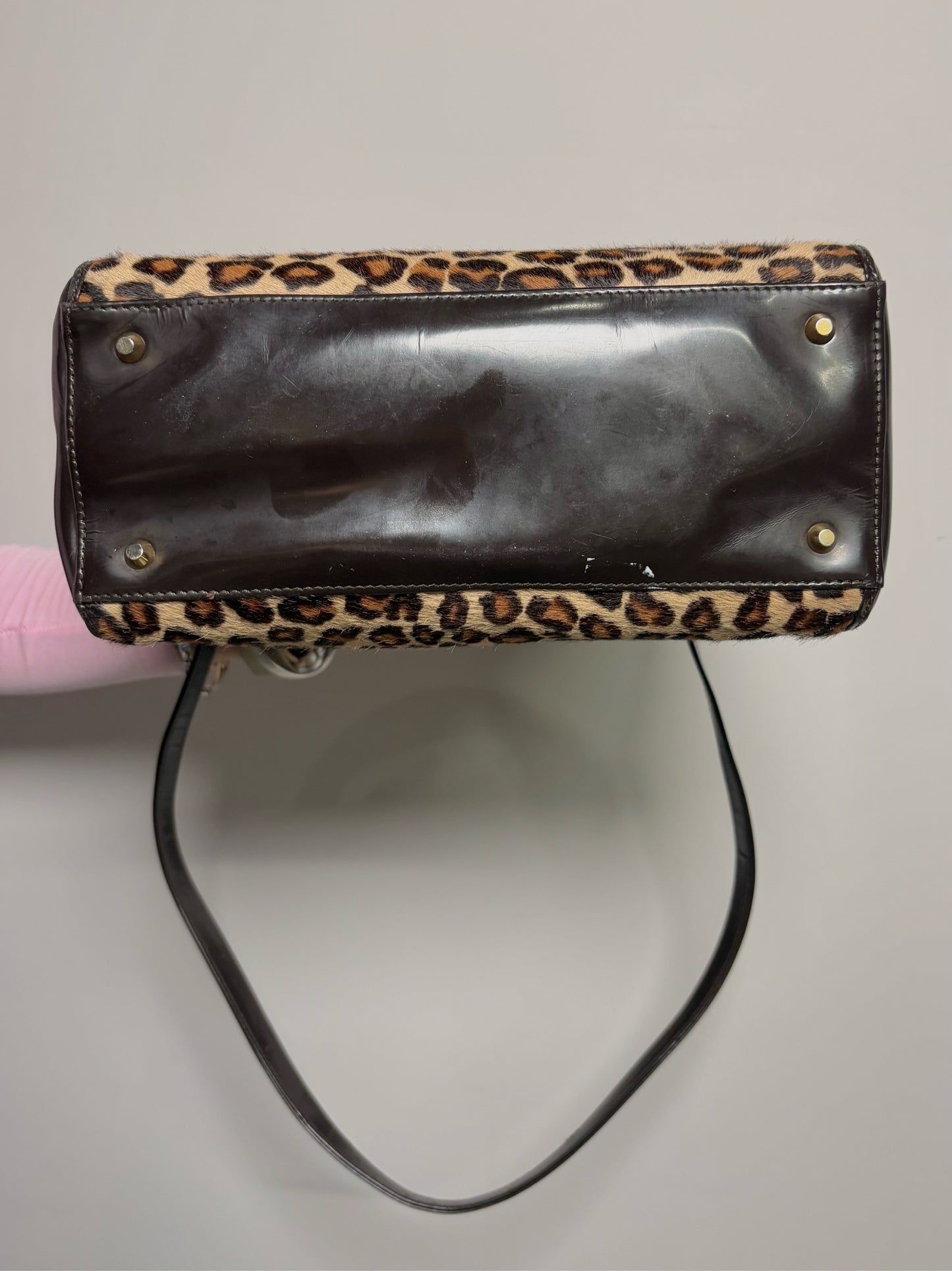 Christian Dior Animal Print Brown Ponyhair Leather Lady Dior Purse