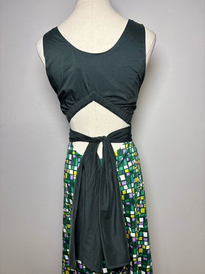 Women Size XS Weekend Max Mara Frisia Green Multi-Color Pure Cotton NWT Pre-Owned Midi Dress
