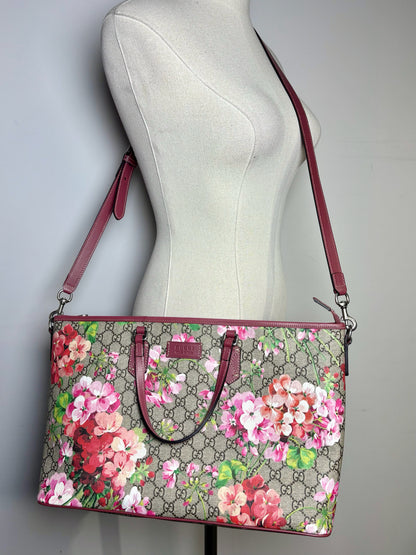 Gucci GG Supreme Floral Burgundy Tote