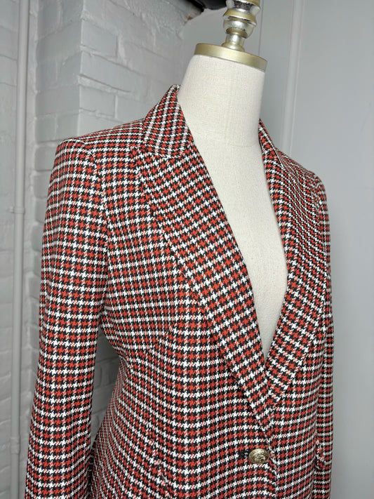 Women Size 4 L'Agence Black, White, Red Houndstooth Blazer