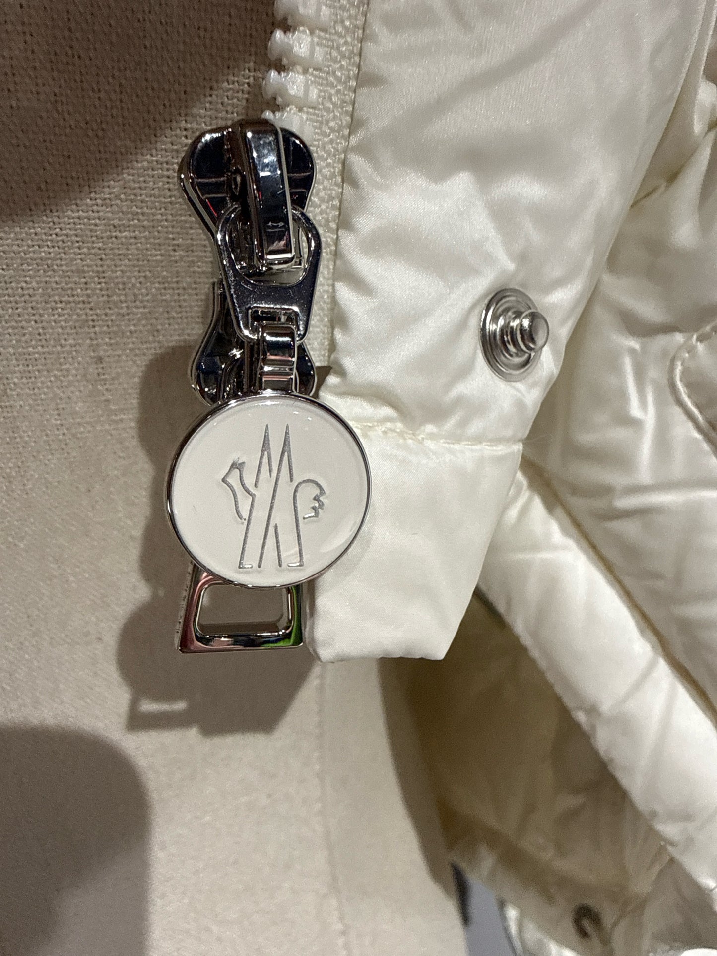 Women Size 4 (S) Moncler White Quilted Jacrieu Braided Shell Jacket