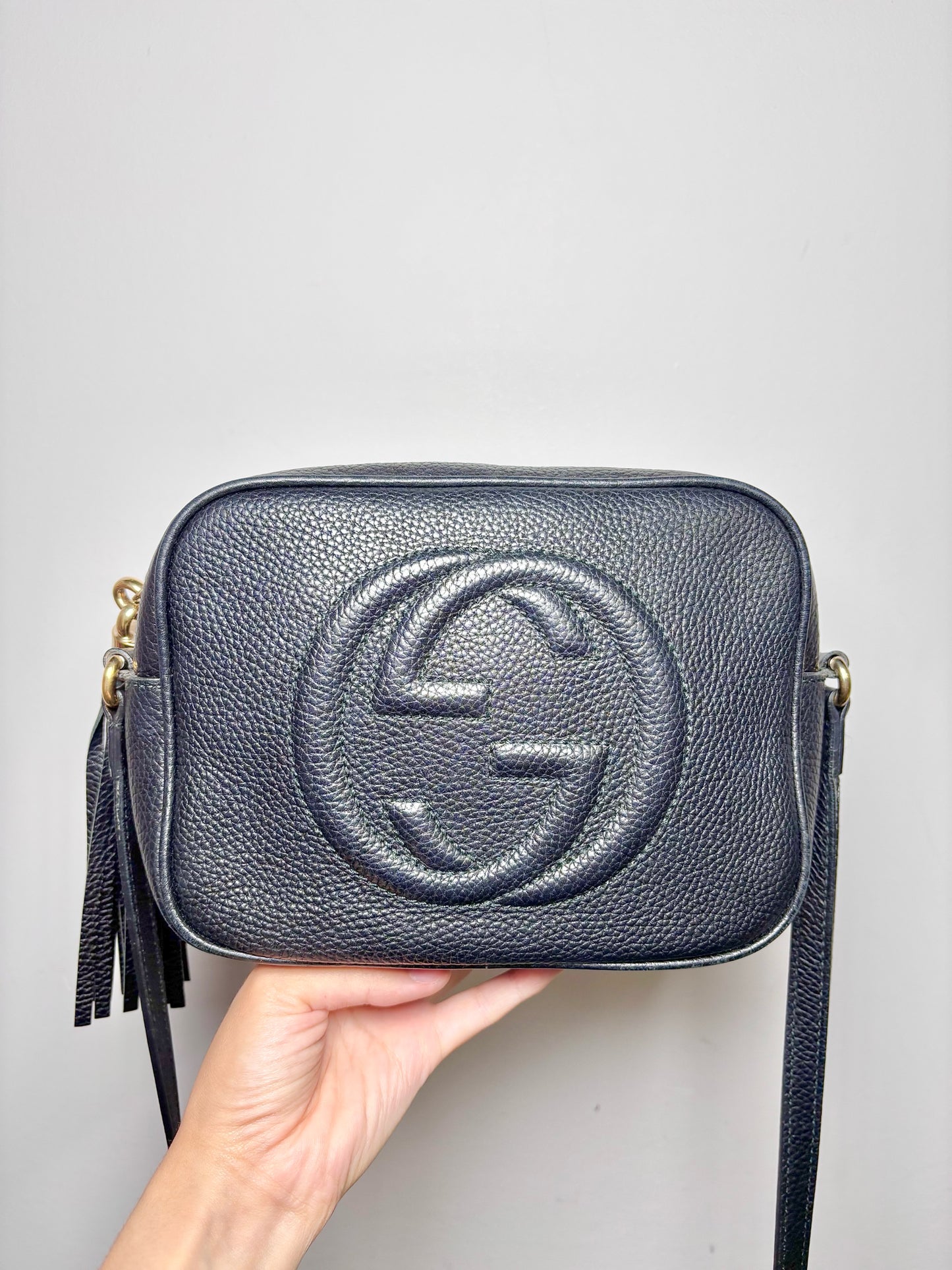 Gucci Solid Leather Black Cowhide Soho Disco Purse