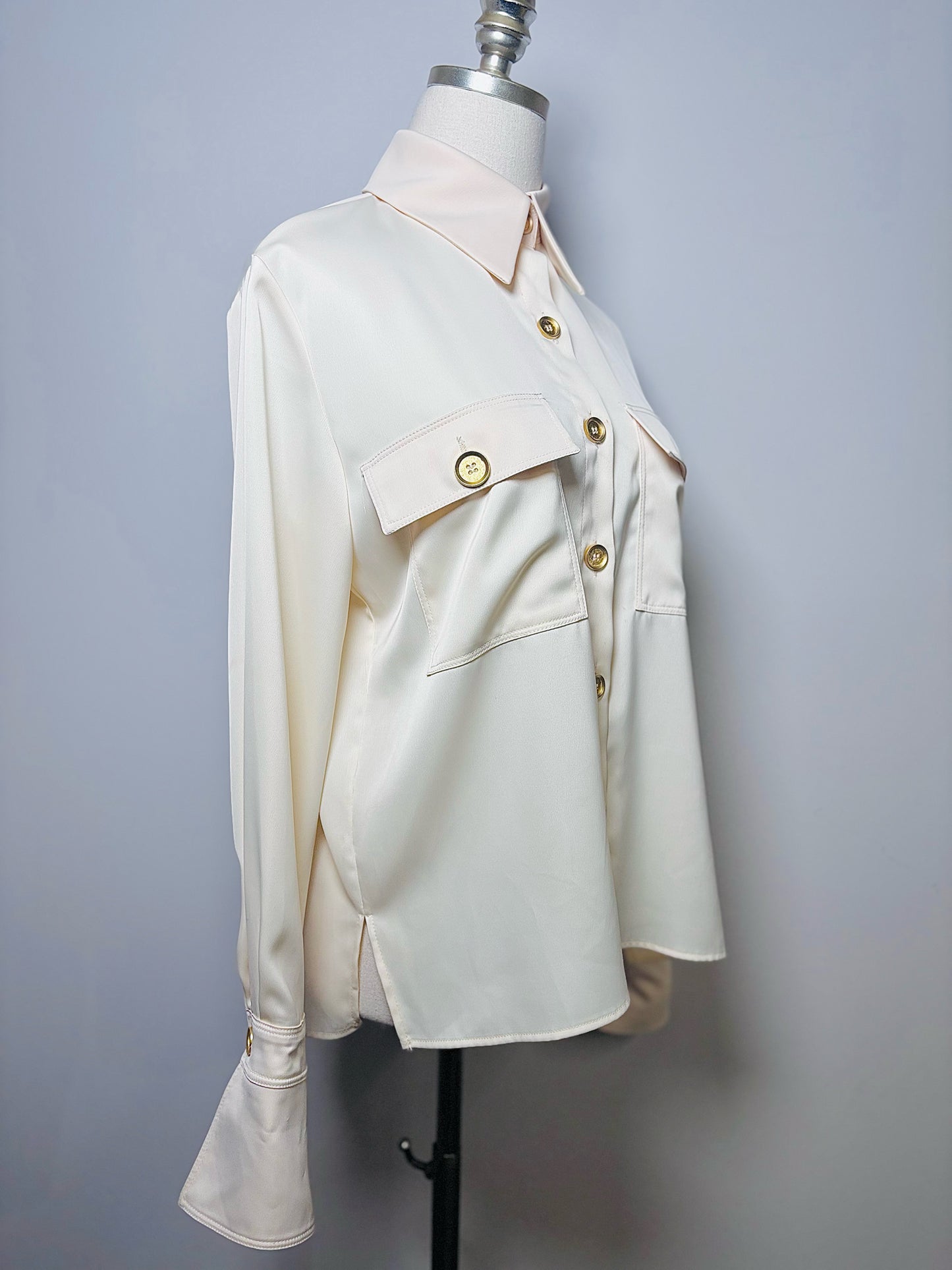 Women Size M AdL x Raisa Vanessa Cream Solid Blouse