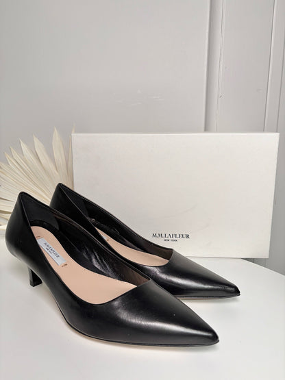 W Shoe Size 37.5 (7 US) M.M. Lafleur Black Leather Lilliana Pumps