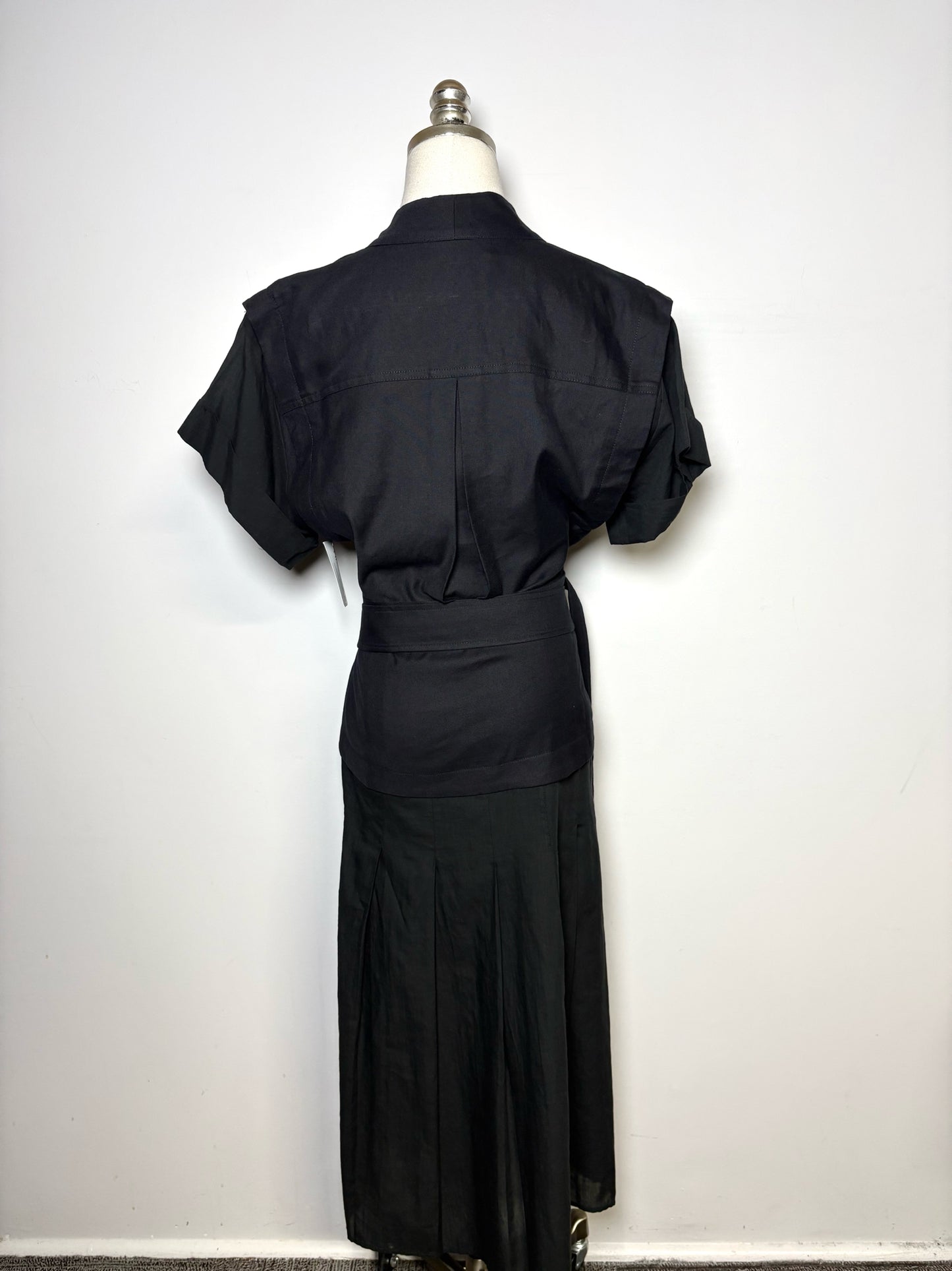 Women Size 8 (M) SEA New York Black Double Belt Cotton Pre-owned Dress