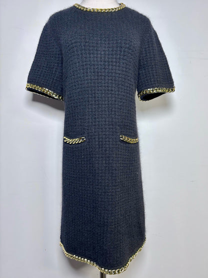 Women Size L Tory Burch Black Knit NWT Dress