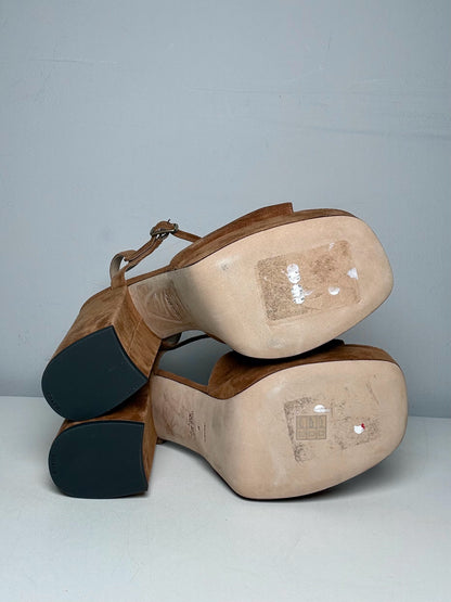 W Shoe Size 9 Coach Rust Orange Suede Nicolette Platform Sandals