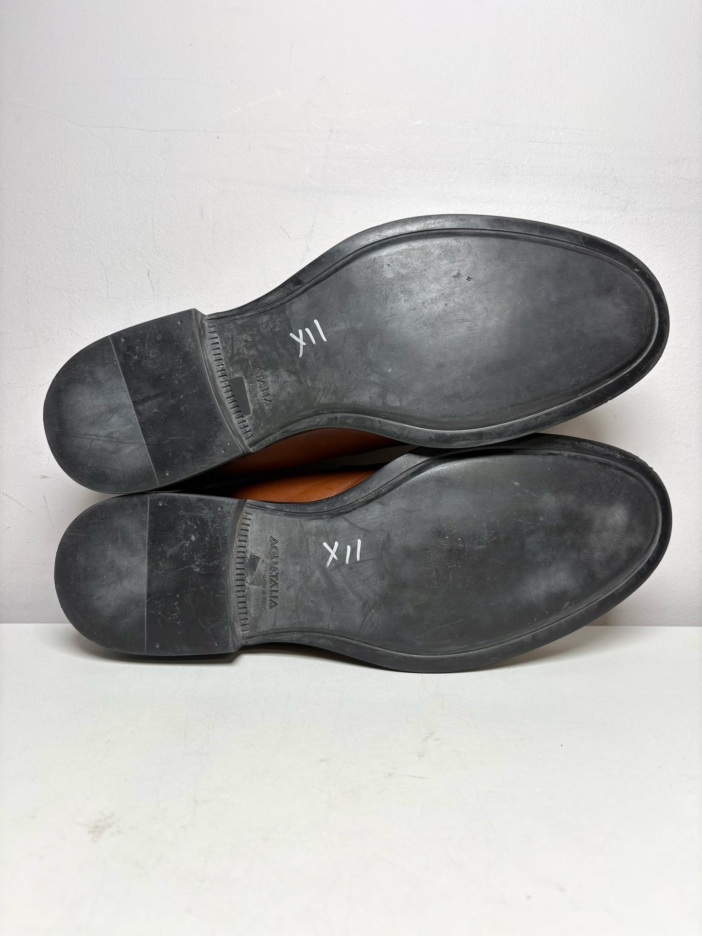 Men's Size 13 Aquaitalia Brown Leather Classic Pre-Owned Penny Loafers