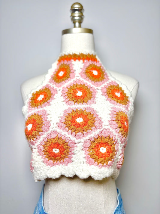 Women Size L SEA New York White Crochet Wool Top