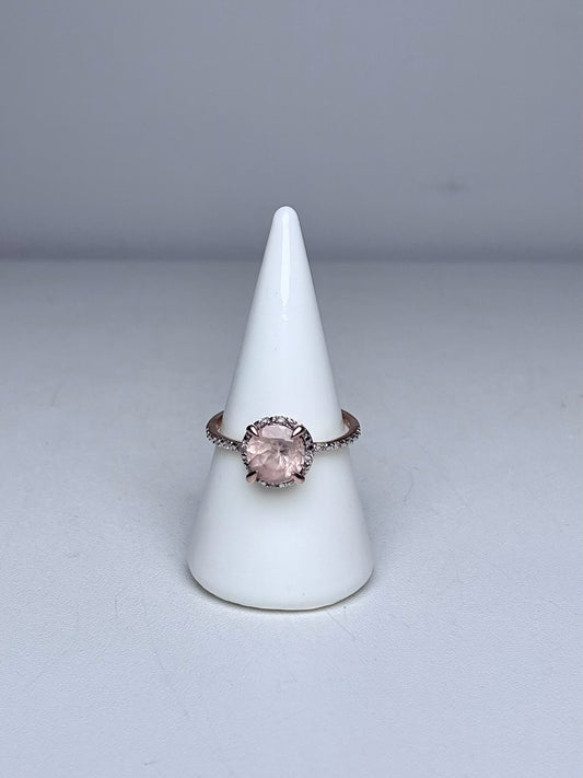 10k Rose Gold Rina Limor Morganite w/Diamond Accents Blush Sz 6.5 Ring | Pre-owned