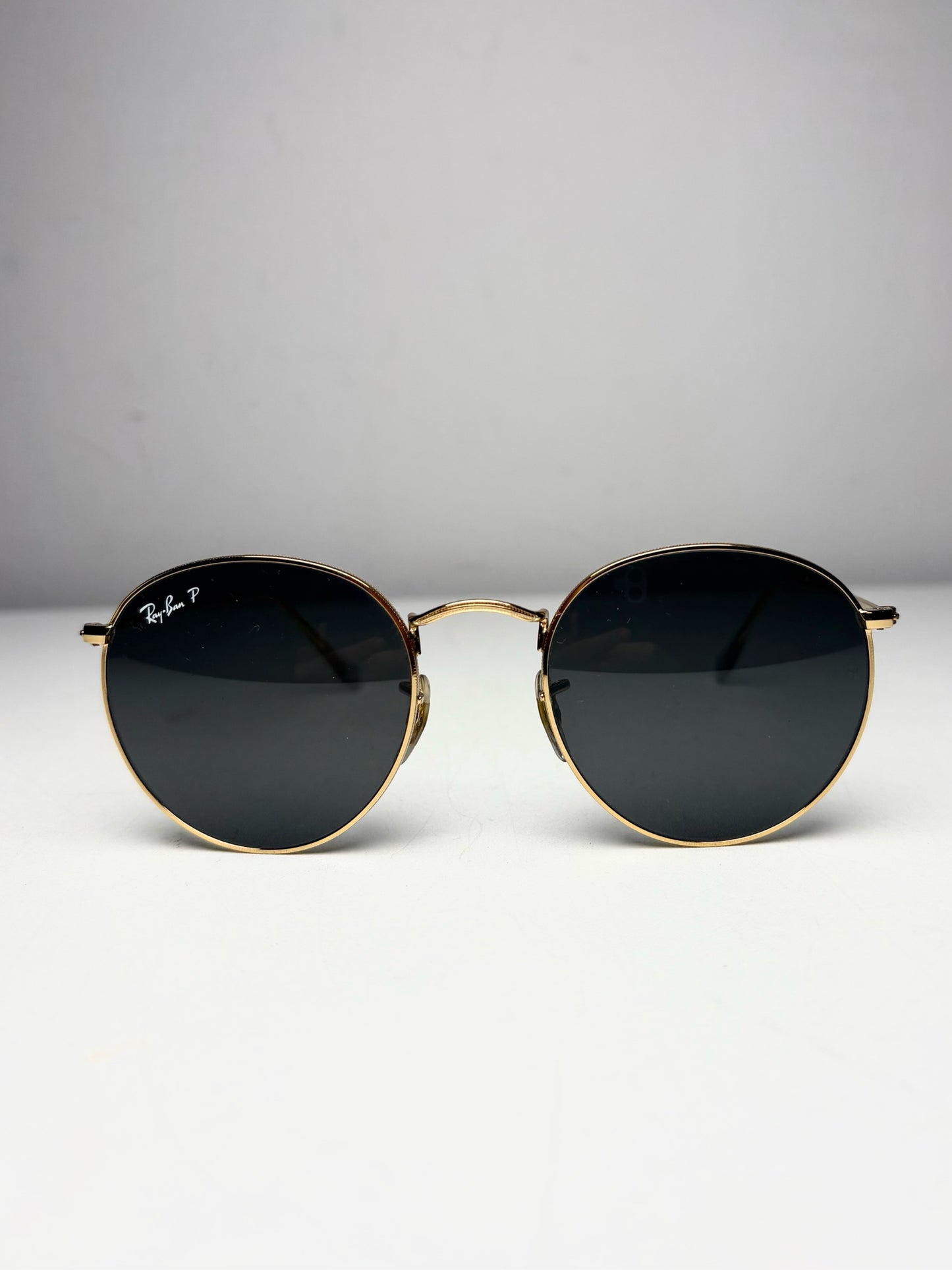 Women's Ray-Ban RB3447 Round Metal Gold Polarized Pre-Owned Sunglasses