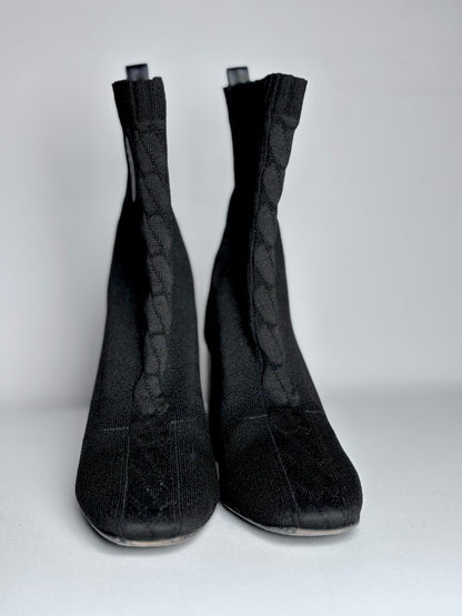 W Shoe Size 36.5 (6.5 US) Hermes Volver 60 Sock Black Ankle Boots