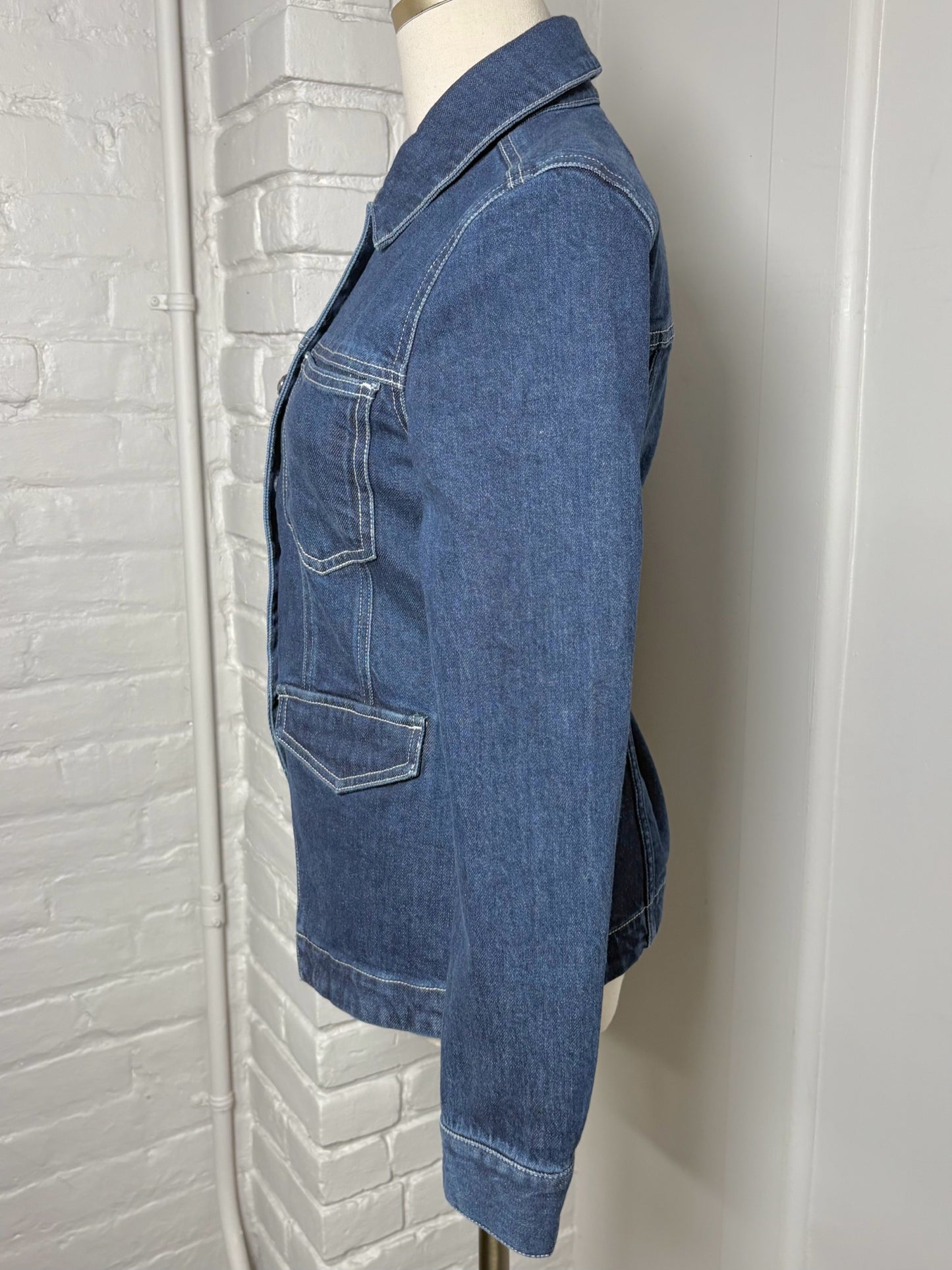 Women Size XS Veronica Beard Dark Blue Solid Cotton Jacket