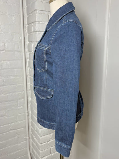 Women Size XS Veronica Beard Dark Blue Solid Cotton Jacket