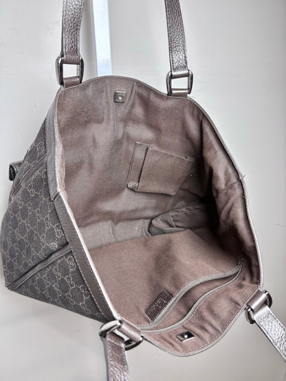 Women's Gucci GG Pocket Monogram Vintage Nylon, Leather Pre-owned Tote