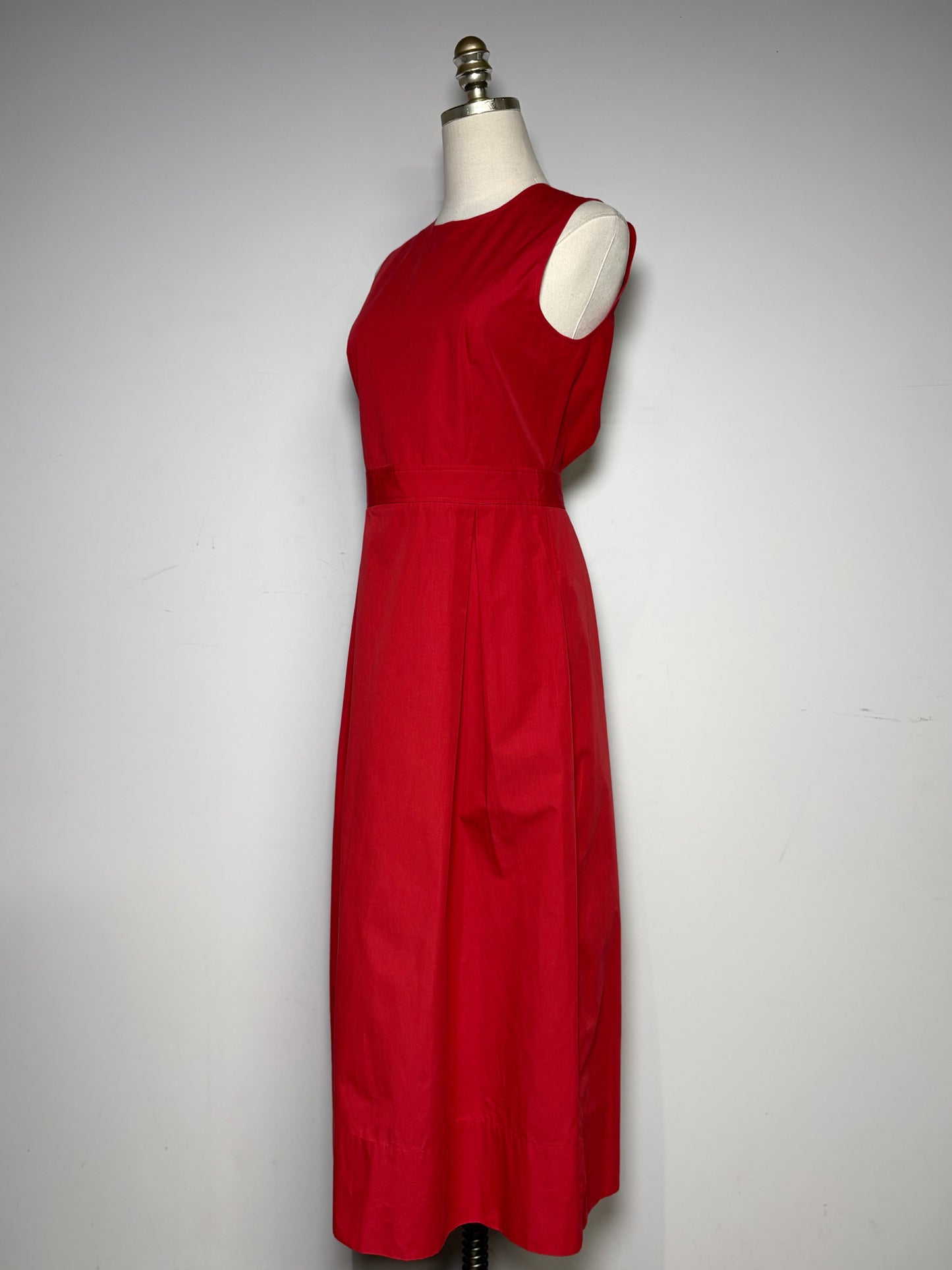 Women's Size 8 Three Graces Marjorie Red Cotton Poplin NWT Pre-Owned Midi Dress