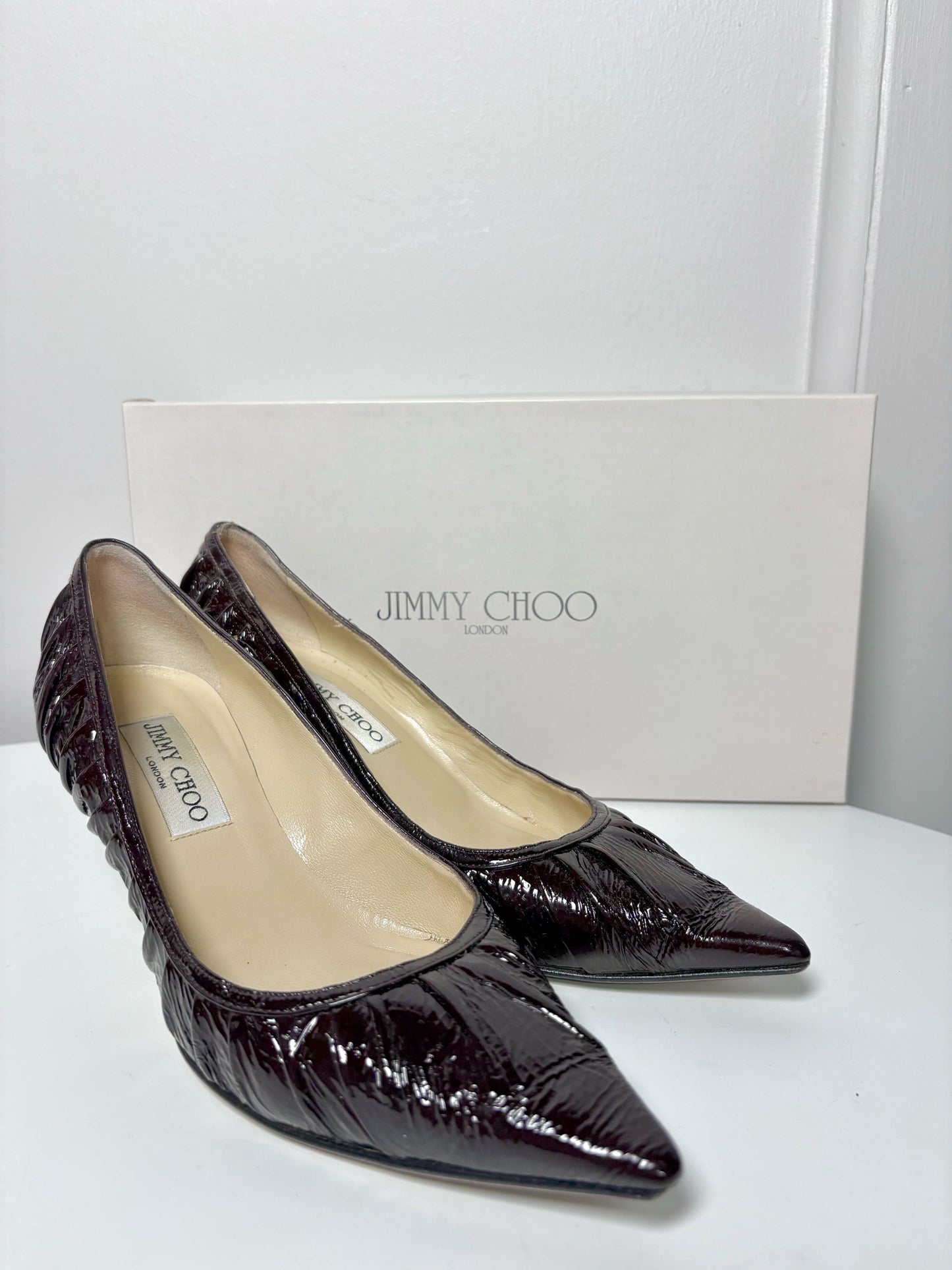 W Shoe Size 36 (6, US) Jimmy Choo Bordeaux Leather Patent Pump