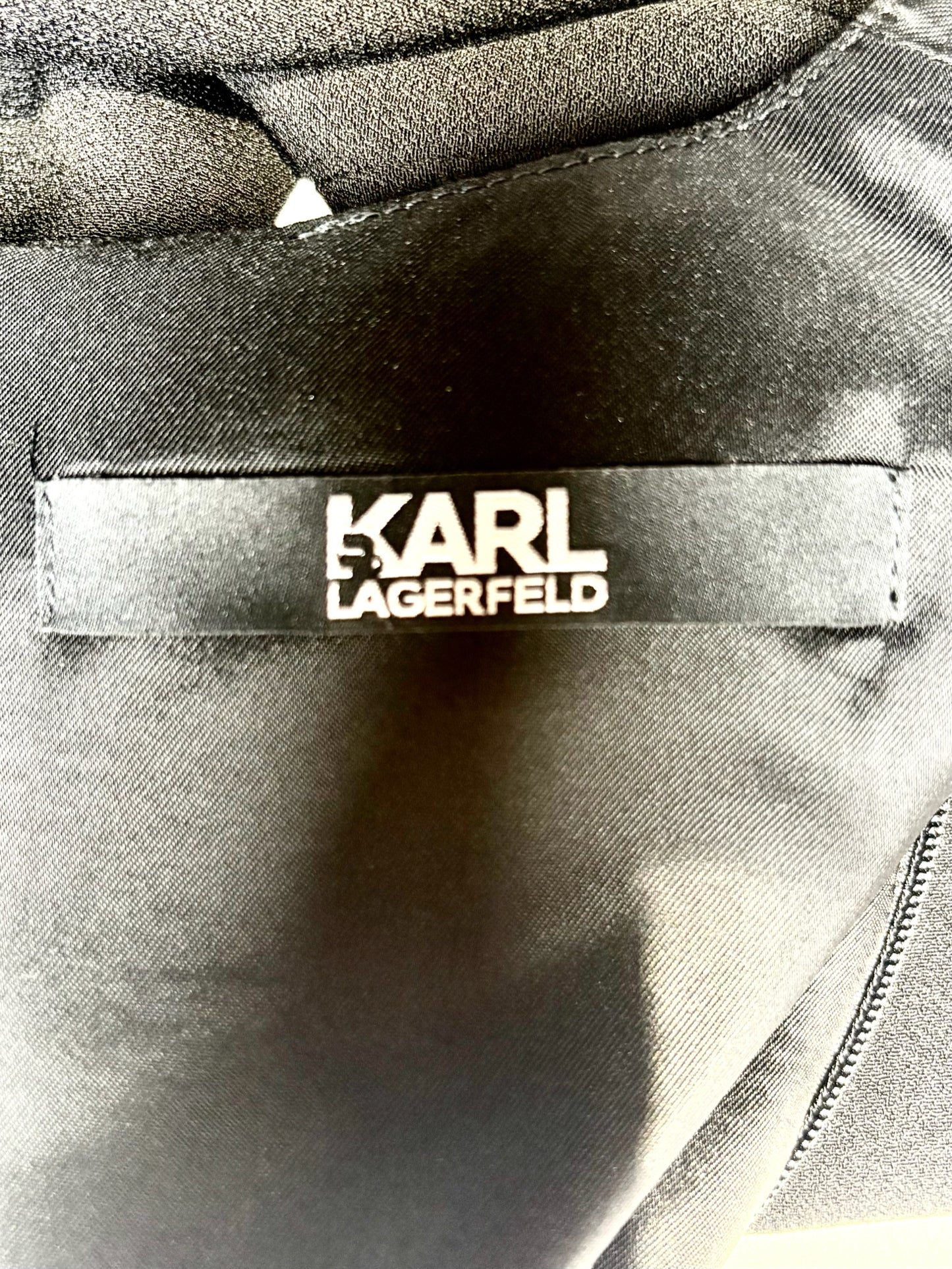 Women Size 34 (4 US) Vintage Karl Lagerfeld Y2K Black, White Ruffle  Hem Dress
