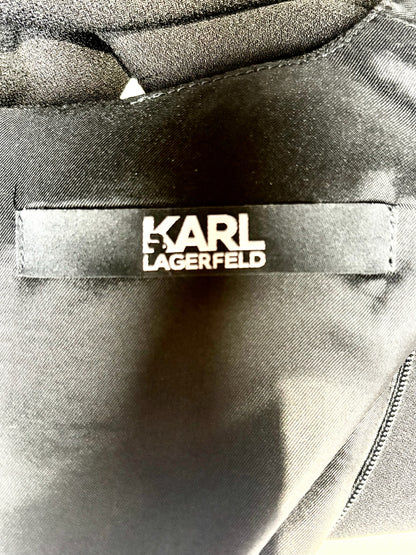 Women Size 34 (4 US) Vintage Karl Lagerfeld Y2K Black, White Ruffle  Hem Dress