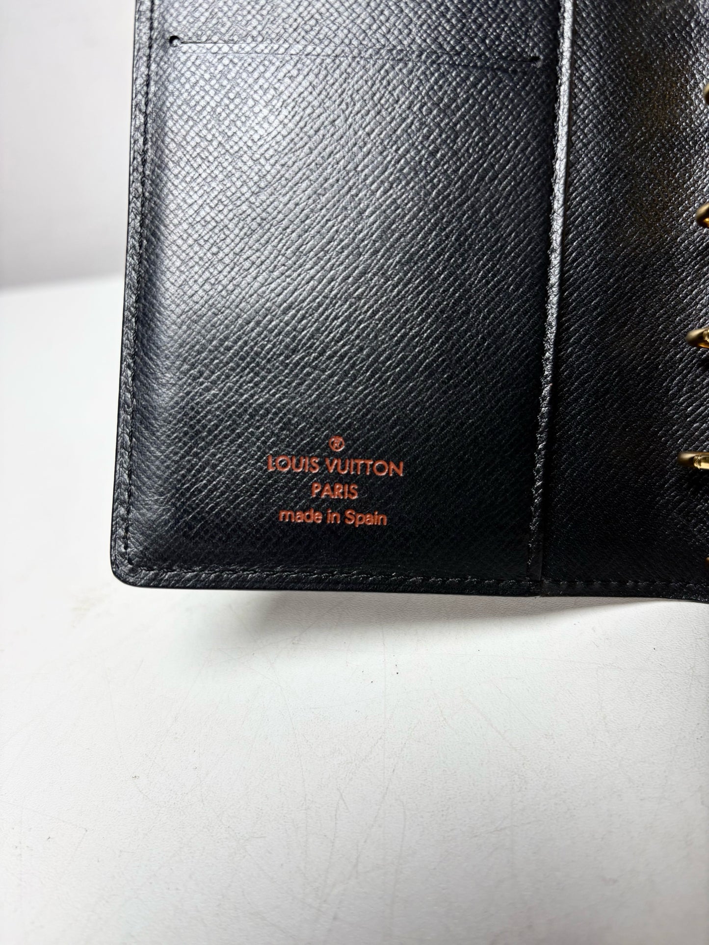 Louis Vuitton Black Epi Leather Small Pre-Owned 6-Ring Agenda Planner Wallet
