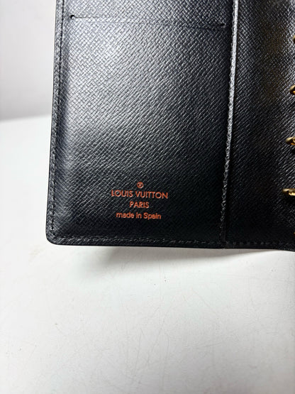 Louis Vuitton Black Epi Leather Small Pre-Owned 6-Ring Agenda Planner Wallet