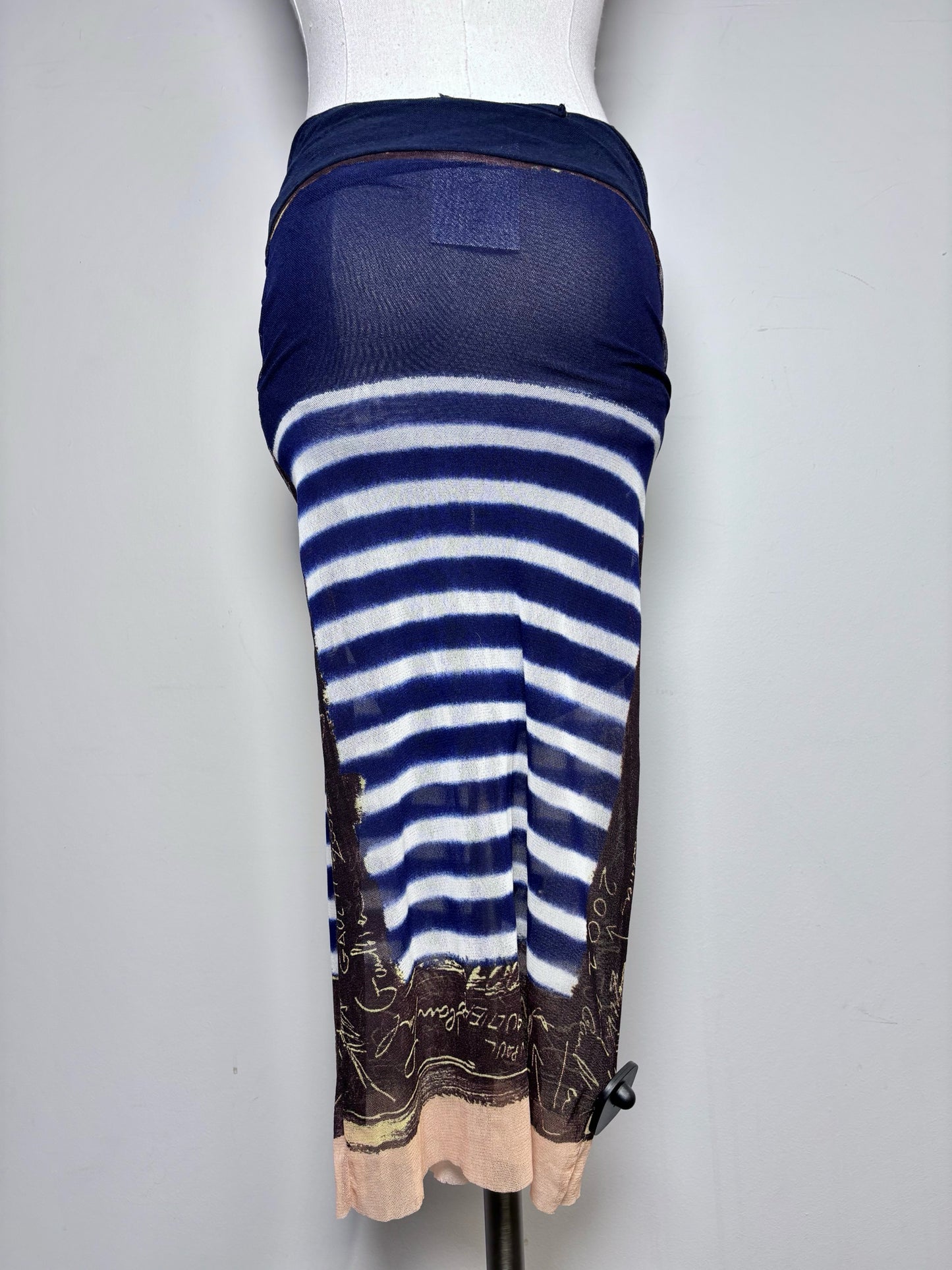 Women Size S (Estimate) Jean Paul Gaultier Blue, White Striped 2 Piece Mesh Set