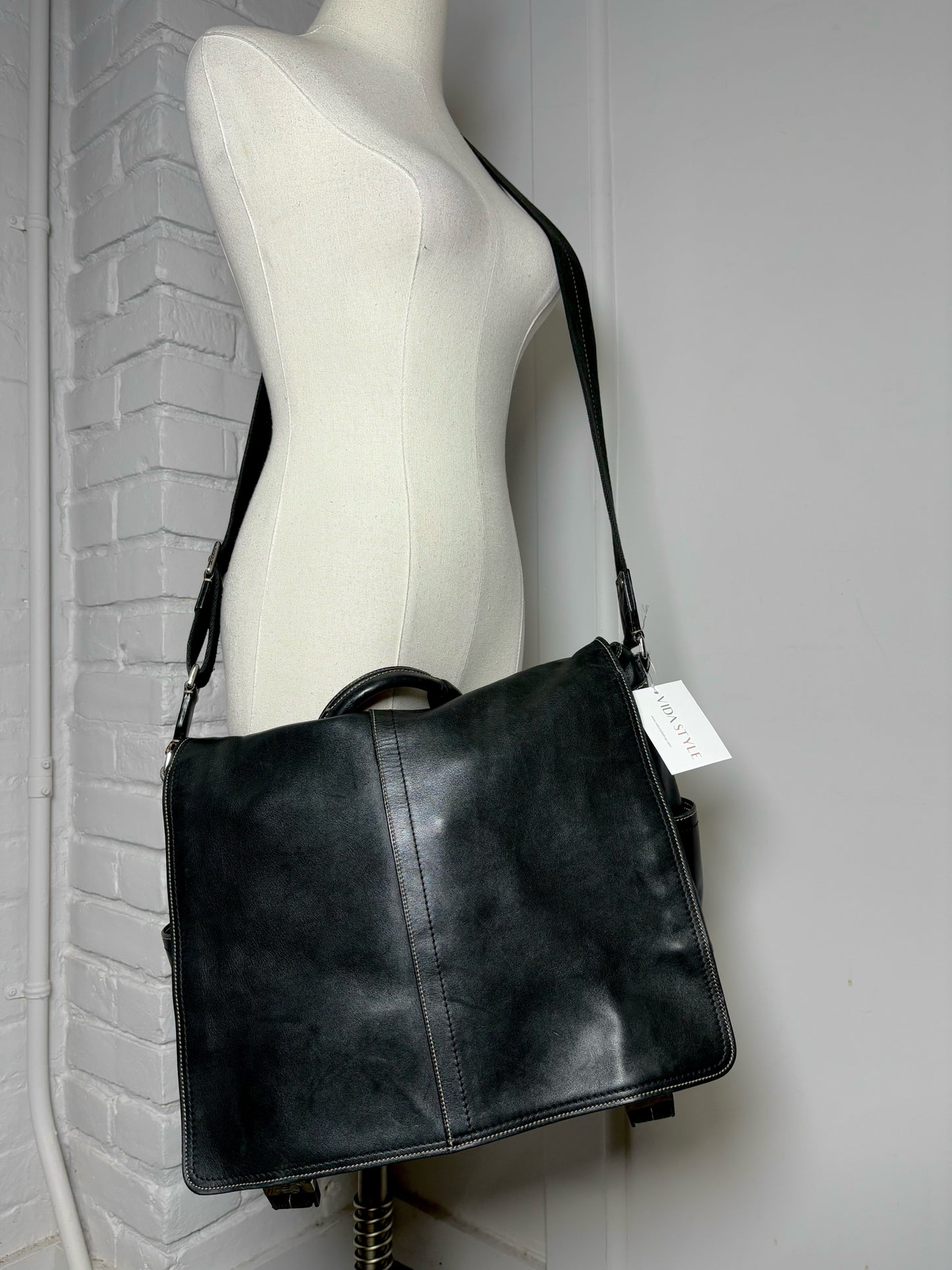 Men's Vintage Coach Leather Black Briefcase