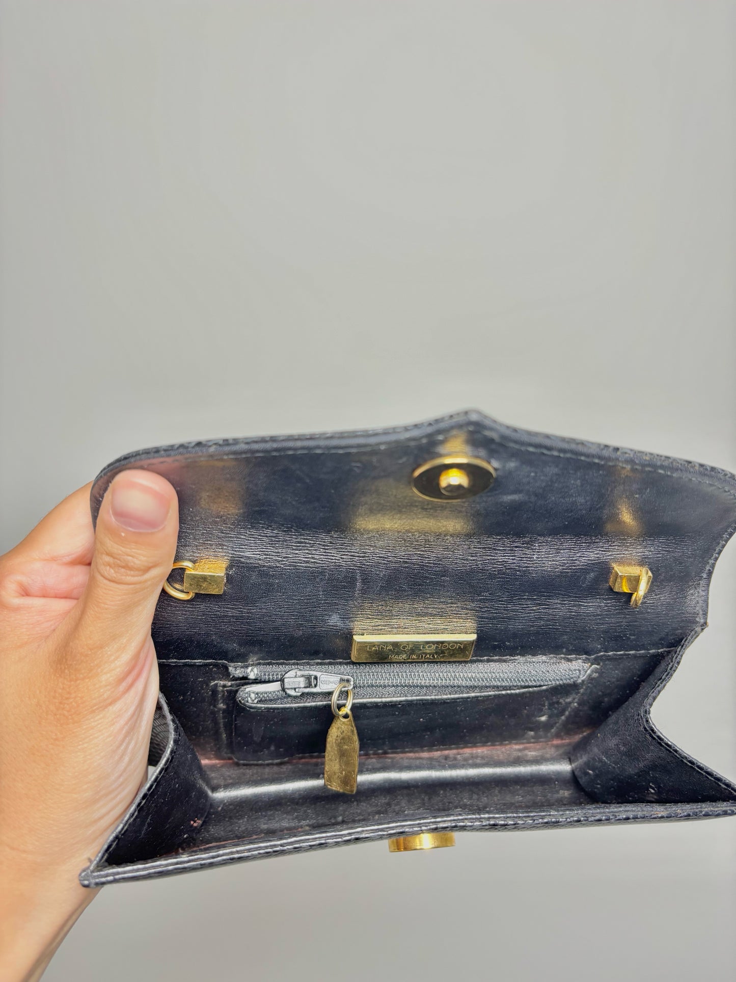 Lana of London by Lana Marks Leather Black Crossbody Crystal Embellishment Purse