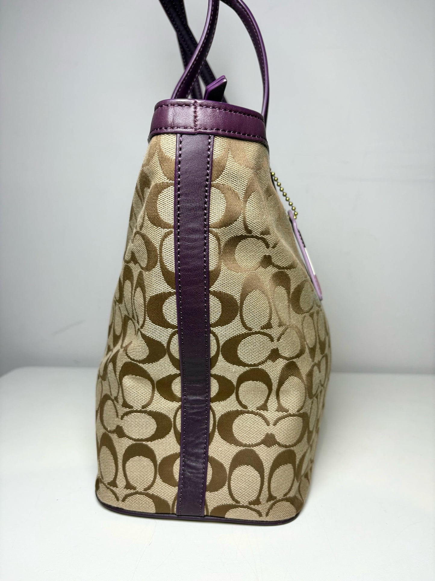 Coach Leather Trim Pre-owned Logo Canvas, Leather Tote Bag