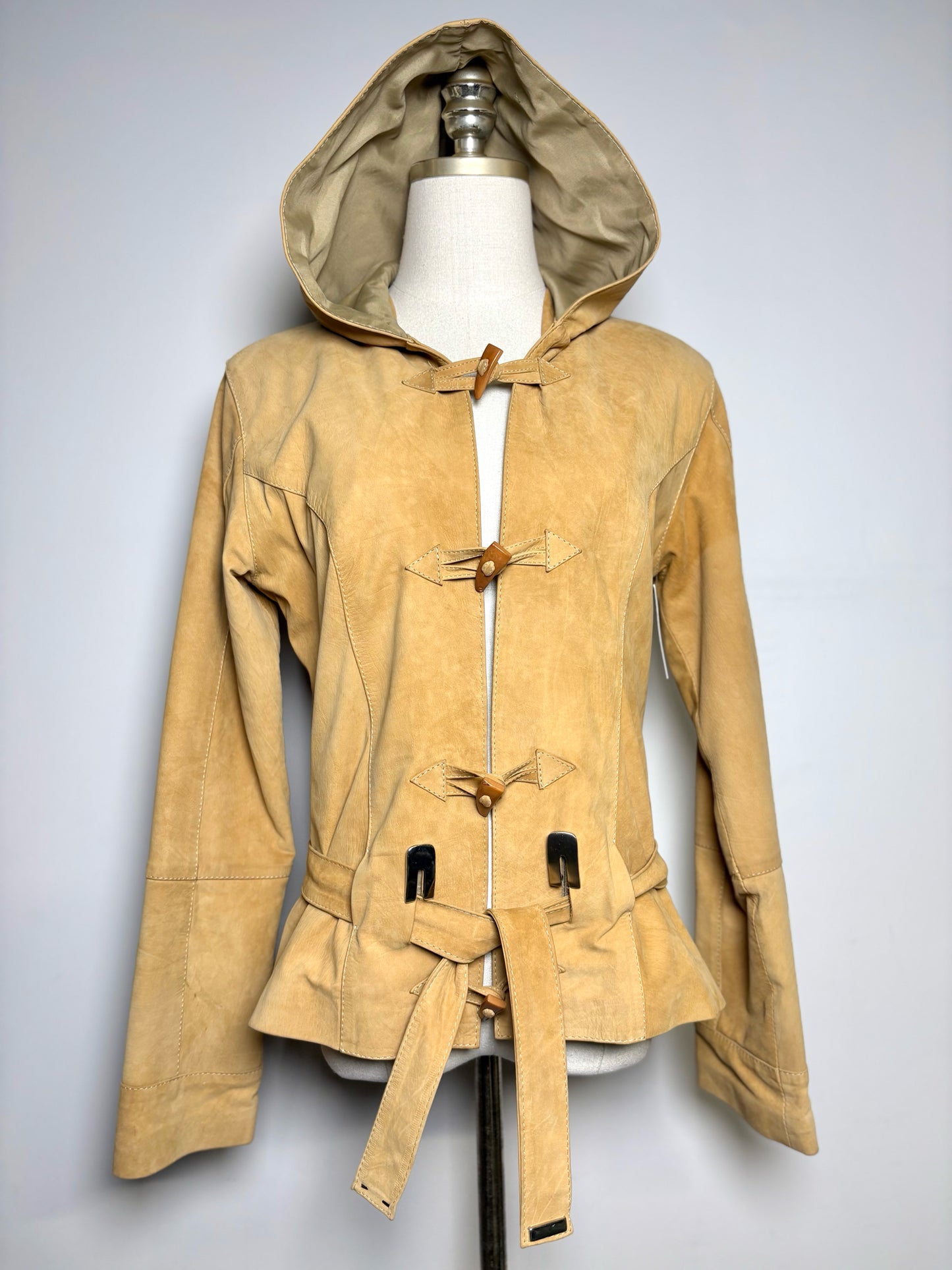 Women Size L Del Tipico Camel Suede Jacket