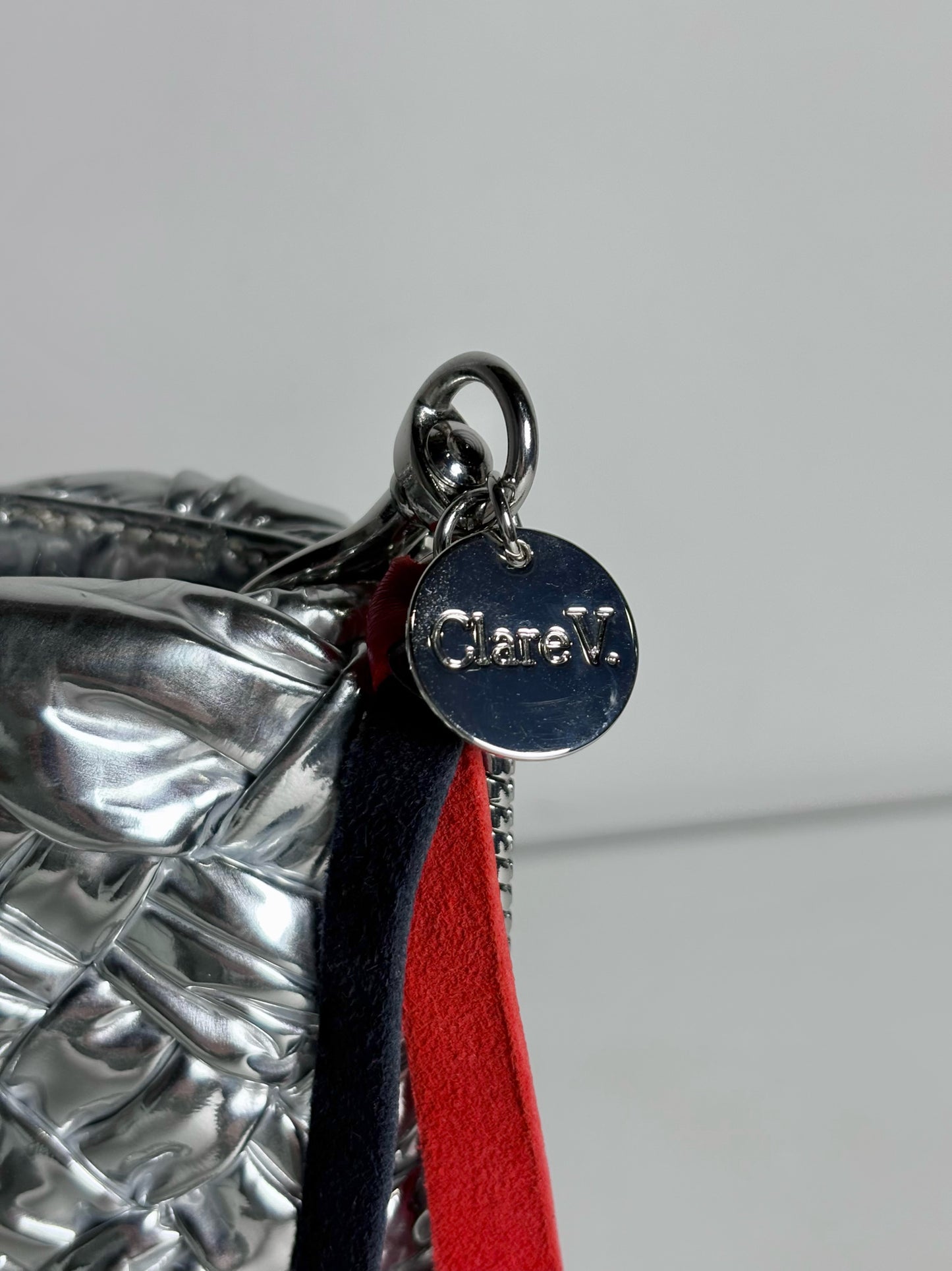 Clare V. Estelle Woven Crossbody Pre-owned Silver Purse
