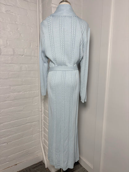Women Size L No Label Baby Blue Solid Cotton Duster Sweater