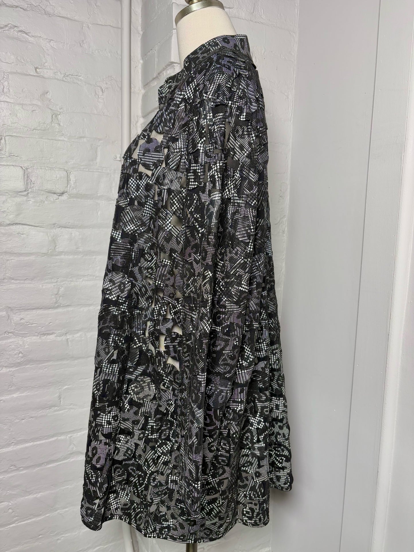 Women Size 3X Stillman Studio Black & White Leather Cutouts Jacket