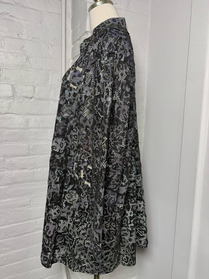 Women Size 3X Stillman Studio Black & White Leather Cutouts Jacket