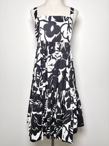 Women Size L Kate Spade New York Black, White Floral Cotton Dress