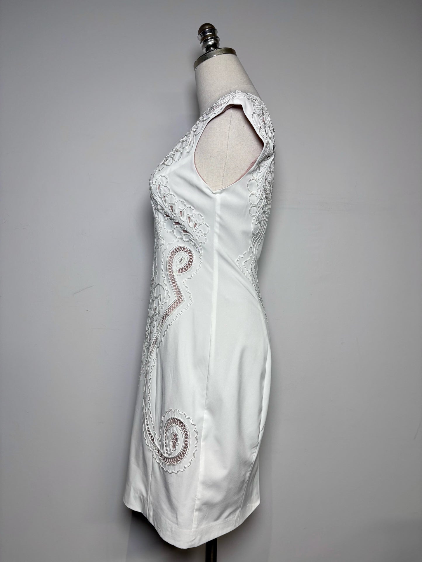 Women Size 6 Karen Millen Cream Embellished Women's Polyester Pre-owned Dress