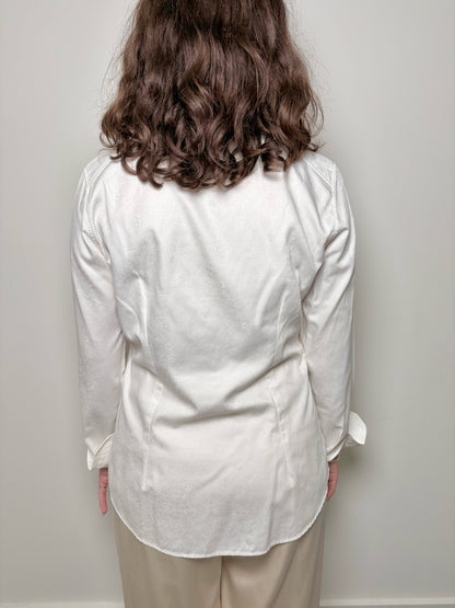 Women Size 48 (12, US) Etro White Paisley Imprint Cotton Shirt