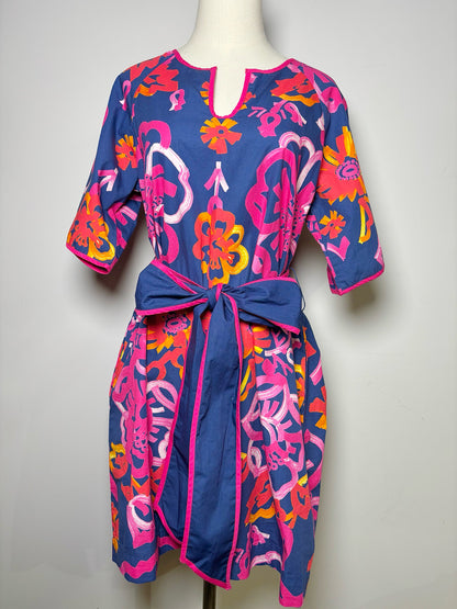Women Size M Frances Valentine Navy Floral Cotton NWT Dress