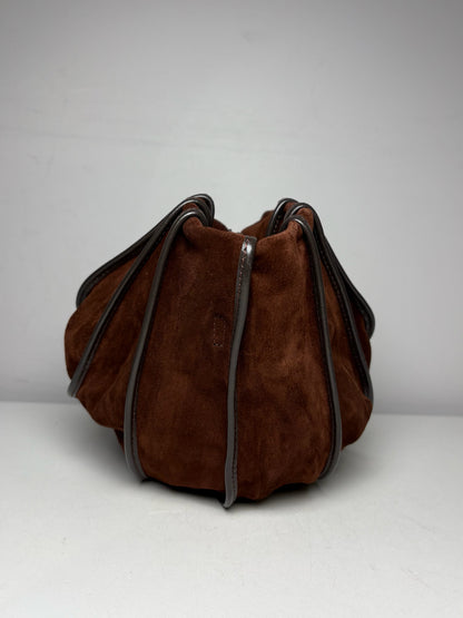 Women's STAUD Wells Convertible Brown Suede Black Leather Pre-Owned Shoulder Bag / Clutch
